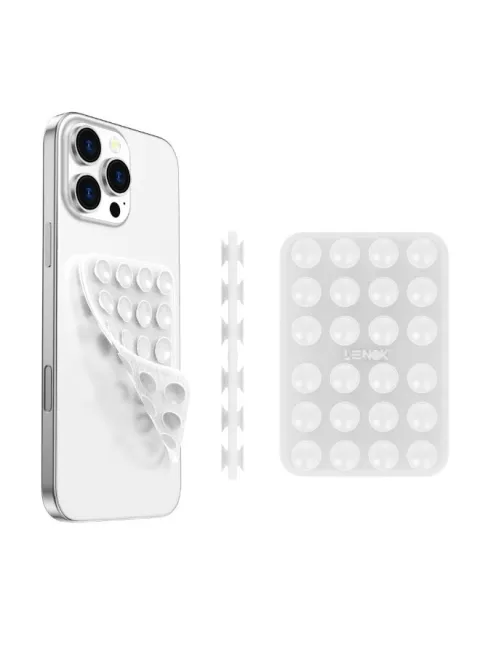 LENOK Silicone Double-Sided Suction Phone Case with Detachable Mount – Hands-Free Strong Grip Holder for Selfies & Videos, Durable and Easy to Use – Compatible with iPhone & Android (Transparent)