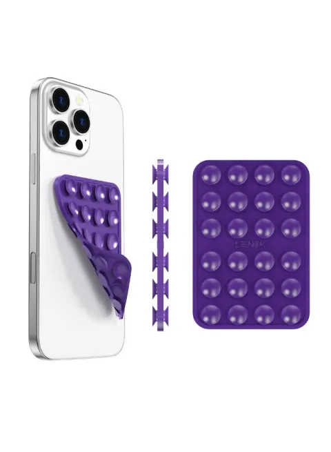 LENOK Silicone Double-Sided Suction Phone Case with Detachable Mount – Hands-Free Strong Grip Holder for Selfies & Videos, Durable and Easy to Use – Compatible with iPhone & Android (Purple)