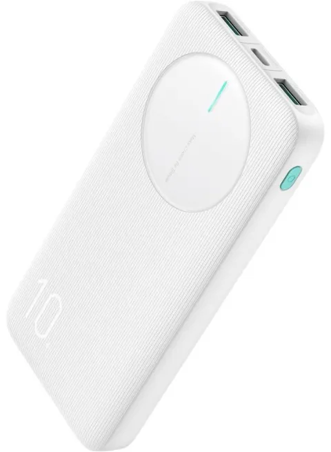 JR-PBF12 2.4A LED Power Bank with 3 Ports, Fast Charging for iPhone 15 14 13 Pro, Huawei, iPad Pro/Air, Samsung Galaxy and Plus Encore - White
