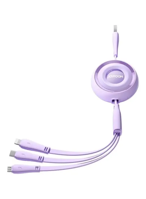 S-A40 Colorful Series 3.5A 3-in-1 mini Retractable Charging Cable 1m - Purple