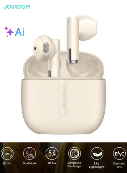 Jpods True Wireless Earbuds with AI-Enhanced ENC Dual Mic for Ultra-Clear Calls, 13mm Bass Drivers, Upgraded Bluetooth 5.4 Fast Pairing, 20H Playtime, 65ms Low Latency(Gaming Mode)