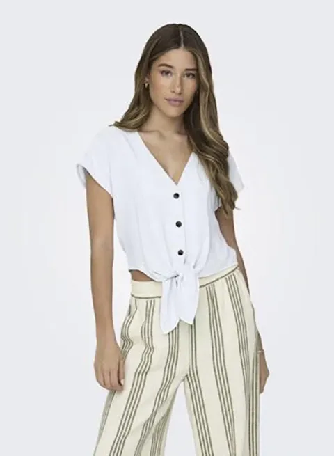 Onlsiesta Ss Knot Lin Bl Shirt Pnt Noos