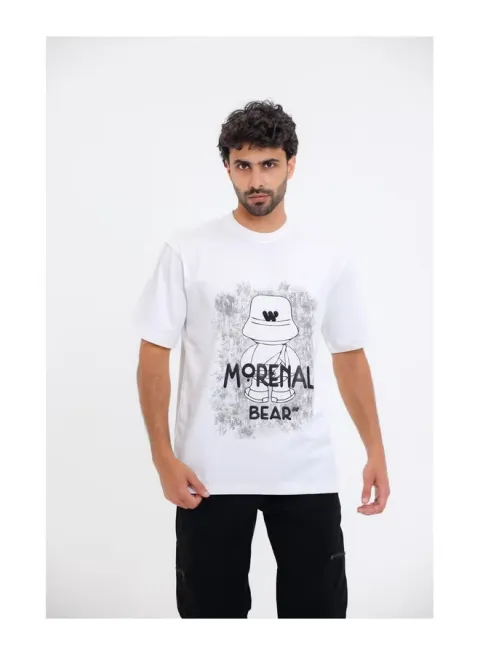 "Morenal Bear" Printed White T-Shirt