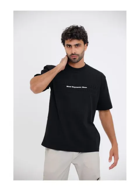 Chest Sprayed ""Most Dynamic Wear"" Black Slip On Tee