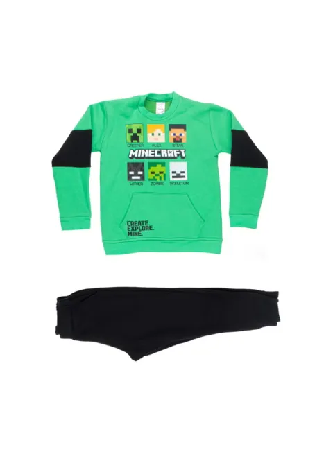 Boy Melton Printed Winter Pajama Set