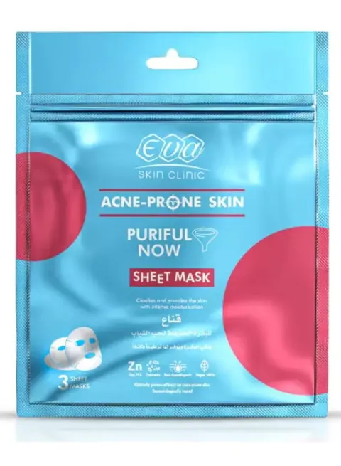 Skin Clinic acne-prone sheet mask, 3 Eva masks, oily