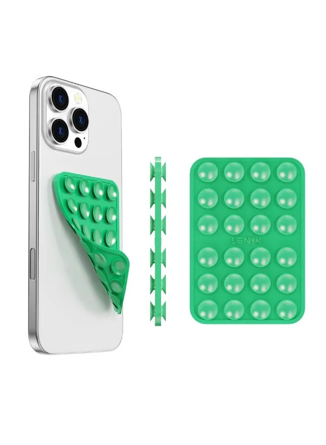 LENOK Silicone Double-Sided Suction Phone Case with Detachable Mount – Hands-Free Strong Grip Holder for Selfies & Videos, Durable and Easy to Use – Compatible with iPhone & Android (Mint)
