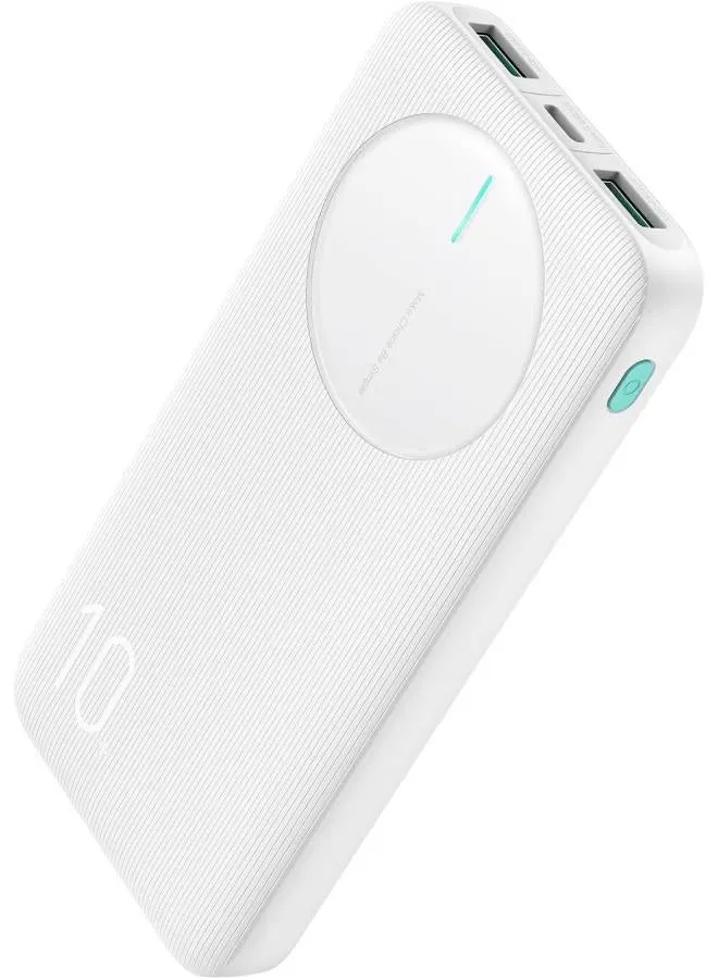 JR-PBF12 باور بانك LED بقوة 2.4 أمبير مع 3 منافذ، شحن سريع لأجهزة iPhone 15 14 13 Pro وHuawei وiPad Pro/Air وSamsung Galaxy وPlus Encore - أبيض