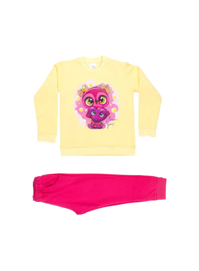 طقم بيجامة شتوية مطبوع عليه ميلتون للبنات
