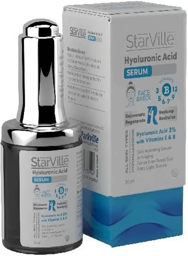Starville Hyaluronic Acid For Face & Neck 3% HA With Vitamin E & B 30 ml