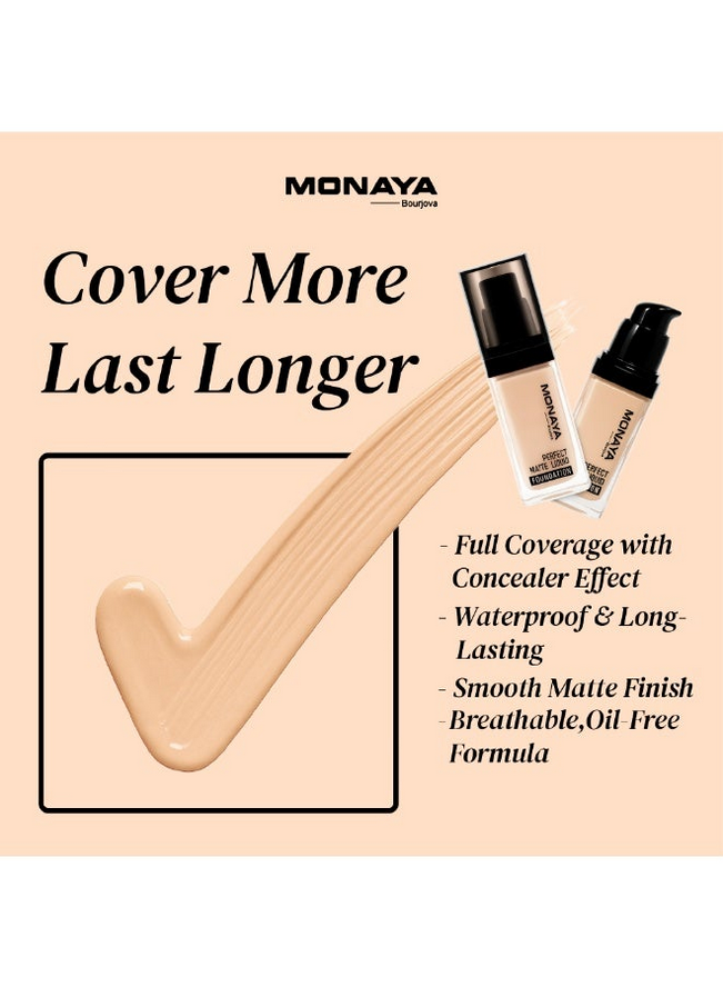 Perfect Matte Liquid Foundation – Full Coverage, Waterproof, Long-Lasting, 6 Shades (30ml) – Affordable Makeup, Oil-Free, Concealer Effect