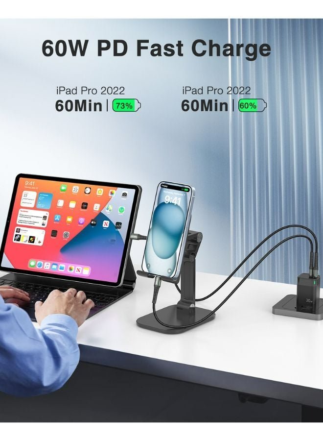 LENOK USB-C to USB-C 60W Charger Cable – PD 3.0 Fast Charging, Compatible with iPhone 15/15 Pro, Samsung Galaxy S23/S22/Z Fold/Z Flip, Google Pixel 7, MacBook Air, iPad Pro, iPad Mini 10, and More