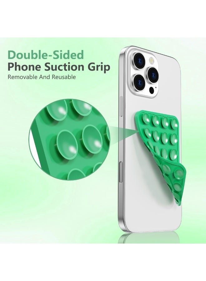 LENOK Silicone Double-Sided Suction Phone Case with Detachable Mount – Hands-Free Strong Grip Holder for Selfies & Videos, Durable and Easy to Use – Compatible with iPhone & Android (Mint)