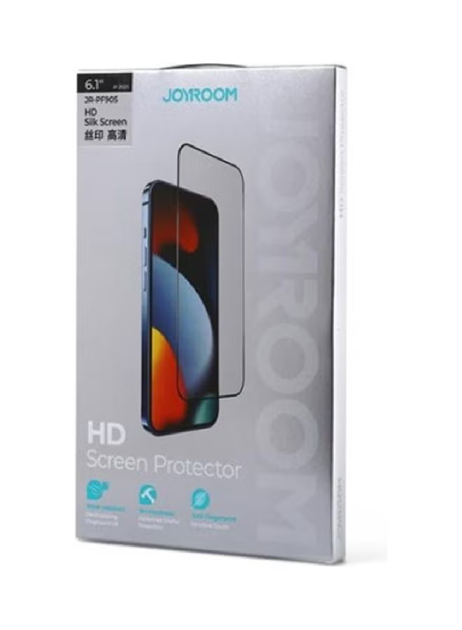 2.5D Silk Printing Screen Protector Anti-Explosion Ultra Clear Full Covering Tempered Glass For iPhone 14 6.1" Clear/Black