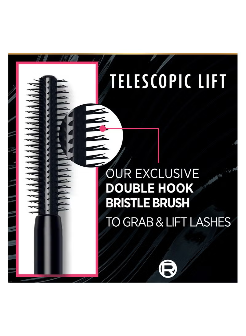 L'Oreal Paris Telescopic Lift Mascara - Length & Volume, Double Hook Brush, Lifts Lashes, Visibly Longer Lashes