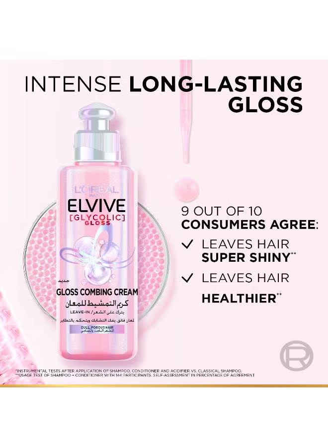 Elvive Glycolic Gloss Combing Leave in Cream with Glycolic Acid for Dull and Porous Hair 200ML