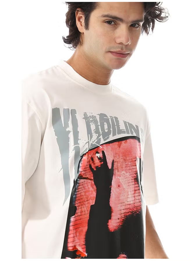 White Printed Summer T-Shirt