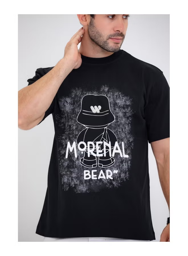 "Morenal Bear" Printed black T-Shirt