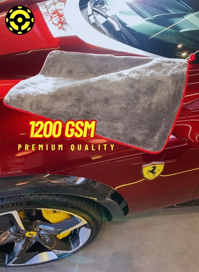 Ionic Ultra Thick Microfiber Towel - 1200 grams per square meter - Ultra absorbent, lint-free and scratch-free - Multi-purpose - For car, home and office - Gray - (40*40cm)