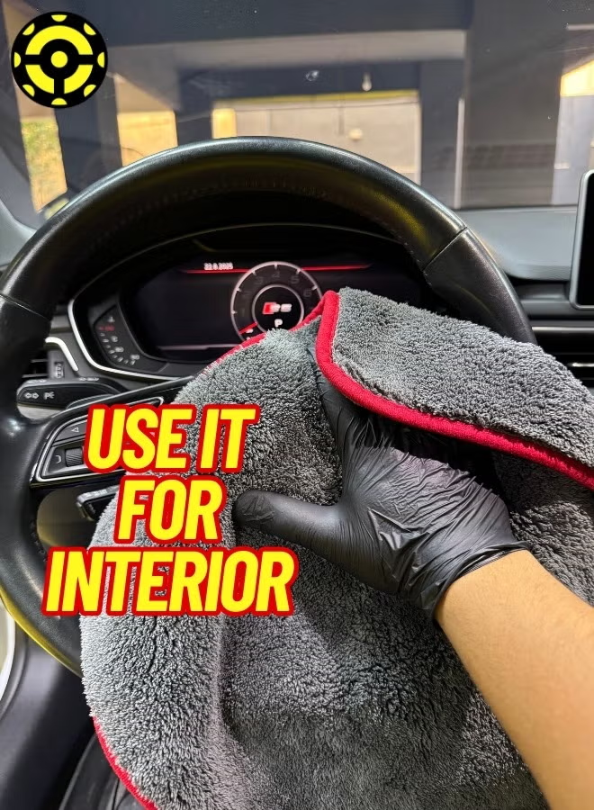 Ionic Ultra Thick Microfiber Towel - 1200 grams per square meter - Ultra absorbent, lint-free and scratch-free - Multi-purpose - For car, home and office - Gray - (40*40cm)